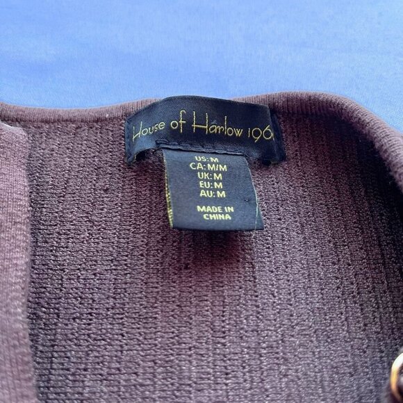 NWOT HOUSE OF HARLOW 1960 BROWN RIBBED KNIT MINI DRESS - M - Picture 6 of 9